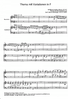 Thema mit Variationen in F-Dur von Wolfgang Amadeus Mozart 