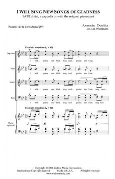I Will Sing New Songs of Gladness von Antonín Dvořák 