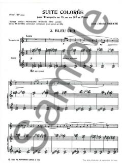 Suite Coloree Nr. 3: Bleu Ciel von Jean-Michel Defaye für Trompete in C oder B und Klavier im Alle Noten Shop kaufen