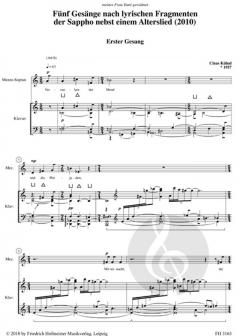 5 Gesänge nach lyrischen Fragmenten der Sappho nebst einem Alterslied von Claus Kühnl 