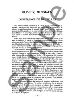 Conference De Bruxelles (Olivier Messiaen) 