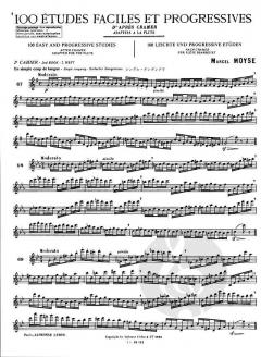 100 Etudes Faciles et Progressives d'apres Cramer Vol. 2 von Marcel Moyse 