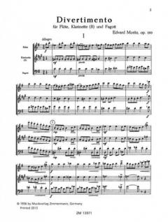 Divertimento op. 150 von Edvard Moritz für Flöte, Klarinette und Fagott (Partitur) im Alle Noten Shop kaufen