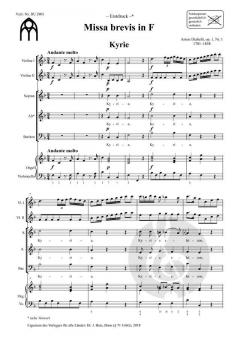 Missa brevis in F op. 1, Nr. 1 mit Offertorium 'Cantate Domino' von Anton Diabelli 