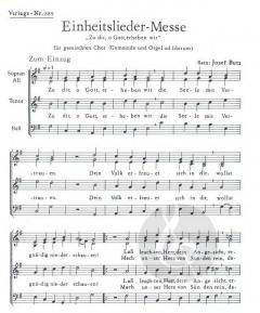 Einheitslieder-Messe 'Zu dir, o Gott, erheben wir' von Josef Butz 