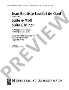 Suite e-Moll von Jean Baptiste Loeillet de Gant 
