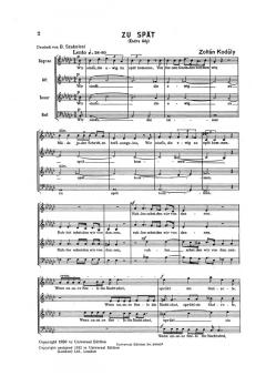 Zu spät (Too late) (Zoltan Kodaly) 