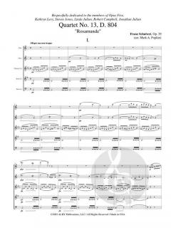 Quartet in A minor op. 29, No. 13, D. 804 'Rosamunde' von Franz Schubert 