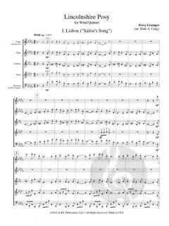 Lincolnshire Posy (Wind Quintet) von Percy Aldridge Grainger 