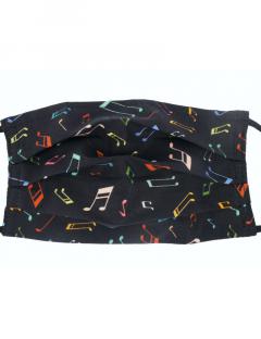 Gesichtsmaske mit Musik - Design 18: Noten schwarz/bunt 