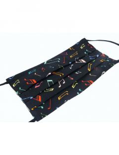 Gesichtsmaske mit Musik - Design 18: Noten schwarz/bunt 