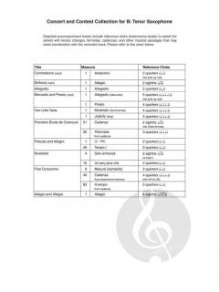 Concert and Contest Collection for Tenor Sax 