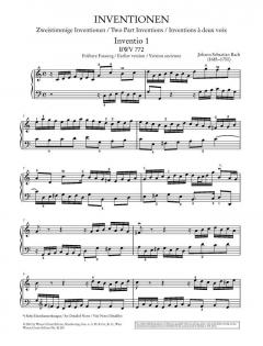Inventionen und Sinfonien BWV 772 - 801 von Johann Sebastian Bach 