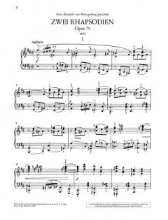 Zwei Rhapsodien op. 79 von Johannes Brahms 