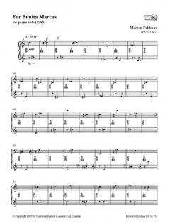 For Bunita Marcus von Morton Feldman 