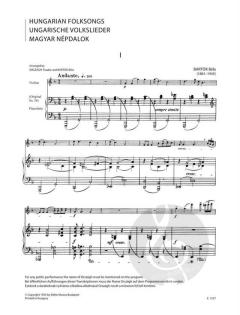 Hungarian Folksongs von Béla Bartók 