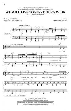 We Will Live to Serve Our Savior von Don Besig 