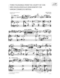 Drei Volkslieder aus dem Komitat Csik von Béla Bartók 