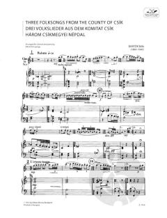 Three Hungarian Folksongs From The County Of Csik von Béla Bartók 