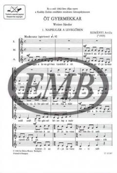 Five Children's Choruses (Öt gyermekkar) (Attila Remenyi) 