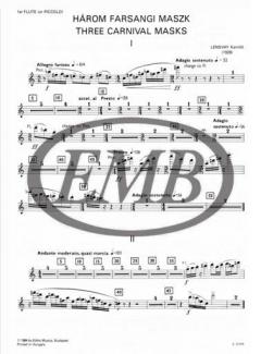 Three Carnival Masks für Blasorchester, Schlagzeug und Klavier (Kamillo Lendvay) 