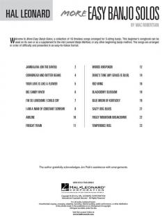 Hal Leonard Banjo Method More Easy Banjo Solos von Mac Robertson im Alle Noten Shop kaufen