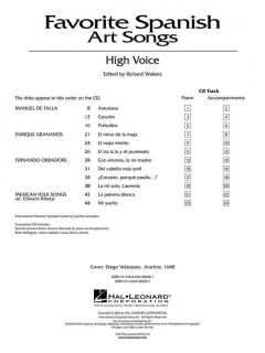 Favorite Spanish Art Songs High Voice Book And CD von Richard Walters 