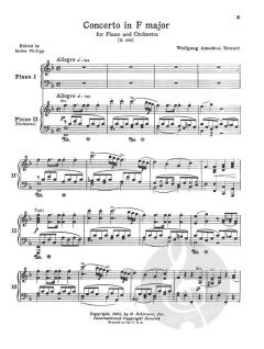 Concerto In F Major No.19 K459 Score 2 Pianos 4 Hands von Wolfgang Amadeus Mozart 