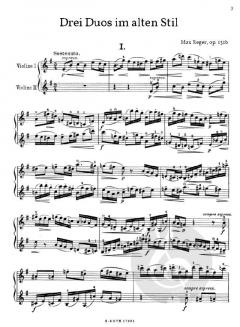 Drei Duos im alten Stil für zwei Violinen op.131b von Max Reger im Alle Noten Shop kaufen