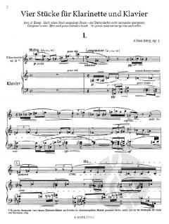 Vier Stücke für Klarinette und Klavier op.5 von Alban Berg im Alle Noten Shop kaufen