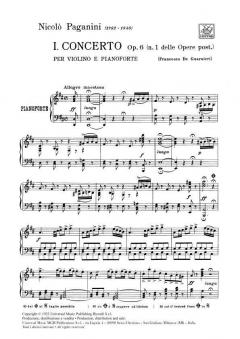 Concerto In D Major Violin With Piano Reduction No. 1 Op. 6 von Niccolò Paganini im Alle Noten Shop kaufen