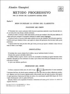 Metodo Progressivo Vol. 1 Clarinet von Alamiro Giampieri 