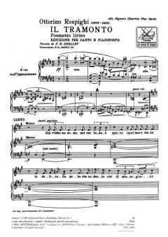 Il Tramonto Mezzo Soprano Piano Italian Vocal Score von Ottorino Respighi 