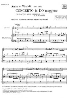 Concerto C Major Ottavino (Piccolo) with Piano Reduction RV443 von Antonio Vivaldi 