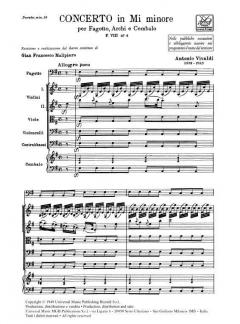 Concerto E Minor Bassoon Strings Continuo Score RV484 Fviii#6 T71 (Antonio Vivaldi) 