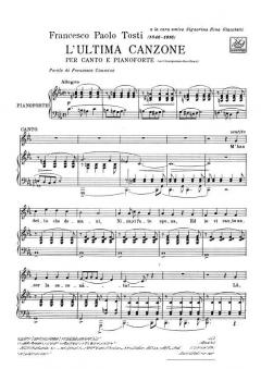 L'ultima Canzone Medium Voice Piano Italian Mezzo Soprano Or Baritone von Francesco Paolo Tosti 