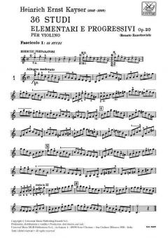 36 Studi Elementari e Progressivi Op. 20 Book 1 von Heinrich Ernst Kayser 