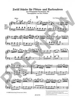 Zwölf Stücke für Flöten- und Harfenuhren von Carl Philipp Emanuel Bach 
