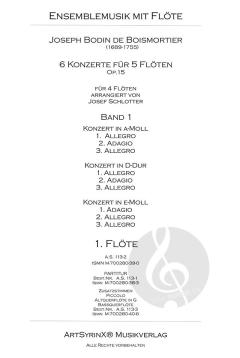 6 Konzerte op. 15 - Band 1 von Joseph Bodin de Boismortier 