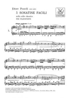 5 Sonatine Facili Nello Stile Classico von Ettore Pozzoli 