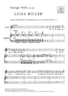 Quando Le Sere Al Placido From Luisa Miller Act 2 Tenor Piano Italian von Giuseppe Verdi 