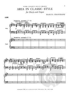 Aria In Classic Style For Harp And Organ von Marcel Grandjany 