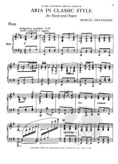 Aria In Classic Style For Harp And Organ von Marcel Grandjany 