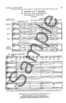 I Wonder As I Wander A Cappella Soprano Or Tenor Solo (John Jacob Niles) 