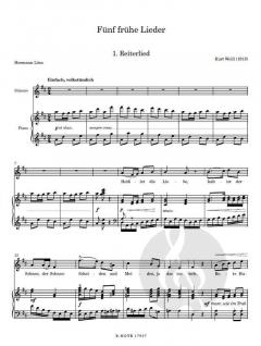 Frühe Lieder für Singstimme und Klavier von Kurt Weill 
