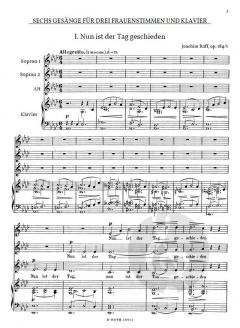 6 Gesänge für drei Frauenstimmen und Klavier op.184 von Joseph Joachim Raff 