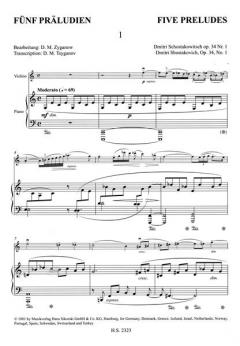 19 Preludes From Op. 34 von Dmitri Schostakowitsch für Violine und Klavier im Alle Noten Shop kaufen