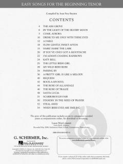 Easy Songs For The Beginning Tenor 