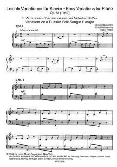 Leichte Variationen op. 51 - Heft 2 von Dmitrij B. Kabalevski für Klavier im Alle Noten Shop kaufen