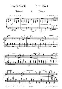 Childrens Dream Op.88 6 Pieces Piano Vaap Edition von Dmitrij B. Kabalevski 